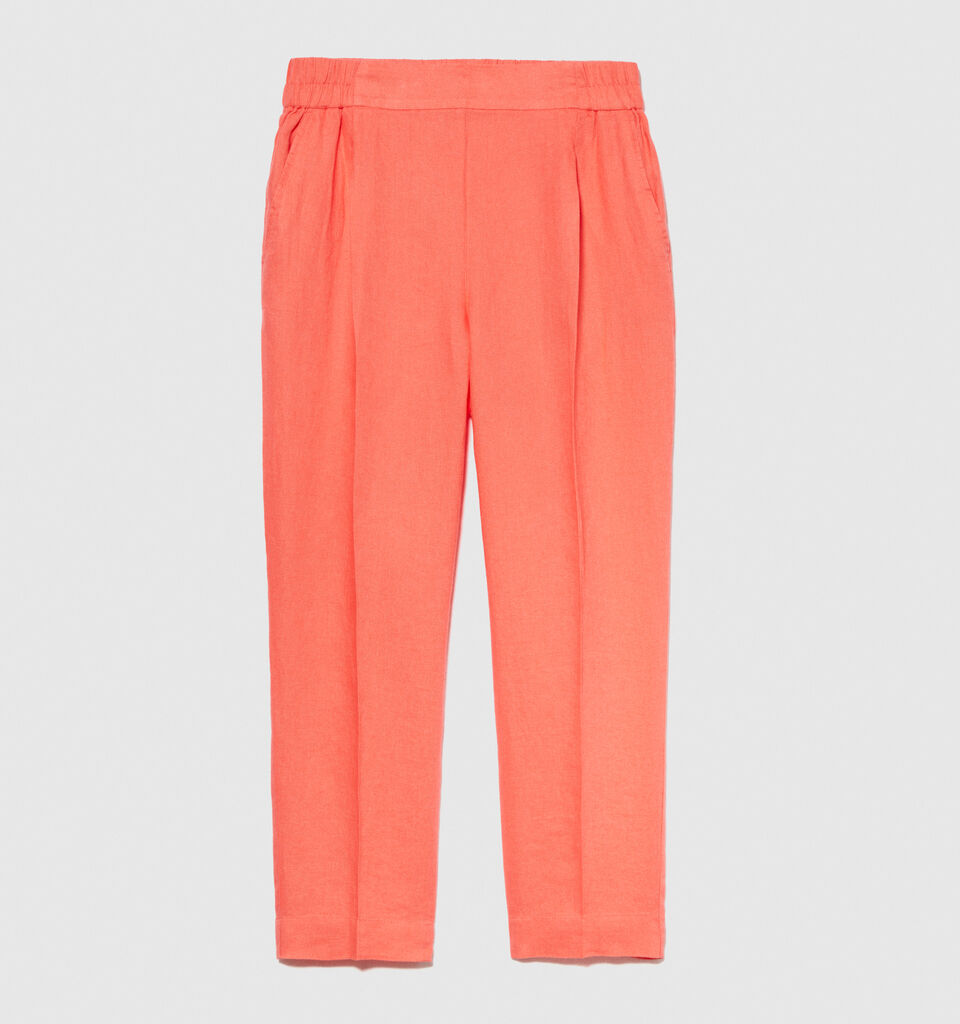 100% linen joggers - women's joggers - Coral | Sisley image number 6